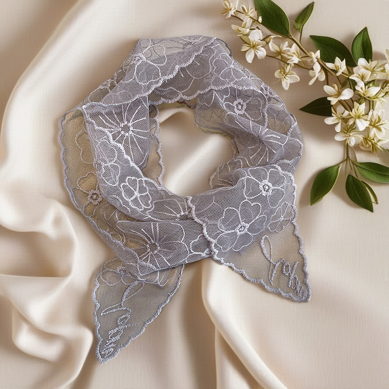 Headband Summer Knit - レースフレンチシルクスカーフレトロレディースヘッドバンド、小さな長いストリップ狭い襟インタイドヘアストリーマータイドバッグスーツ