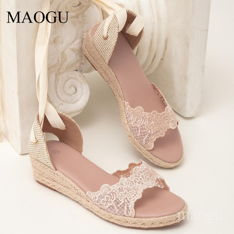 Wedge Espadrille Women - レディース ボヘミアン ウェッジ エスパドリーユ サンダル アンクルラップ
