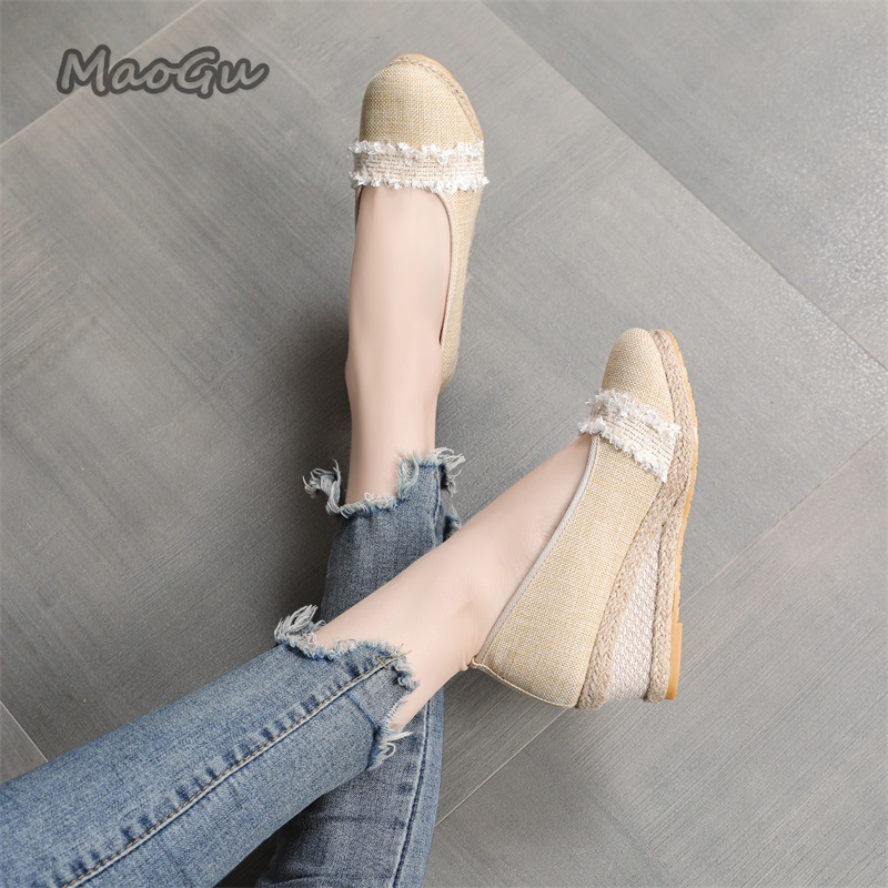 女性用エスパドリーユ ウェッジシューズ ラウンドトゥ スリッ - Wedge Espadrille Women のレビューと価格