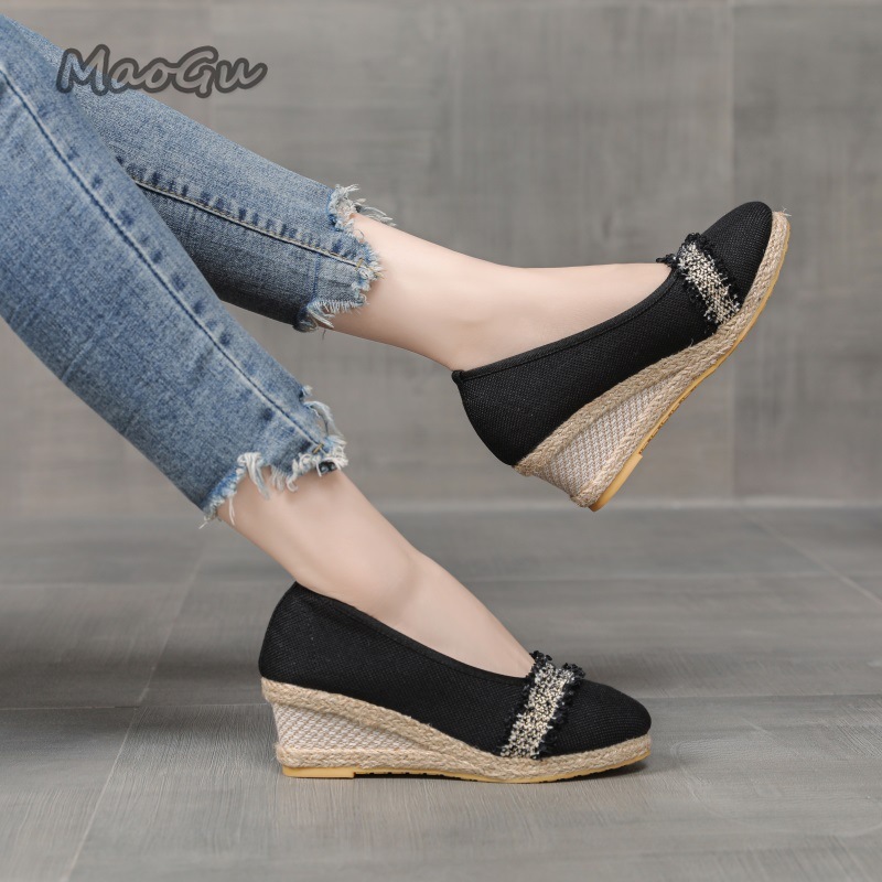 女性用エスパドリーユ ウェッジシューズ ラウンドトゥ スリッ - Wedge Espadrille Women のレビューと価格