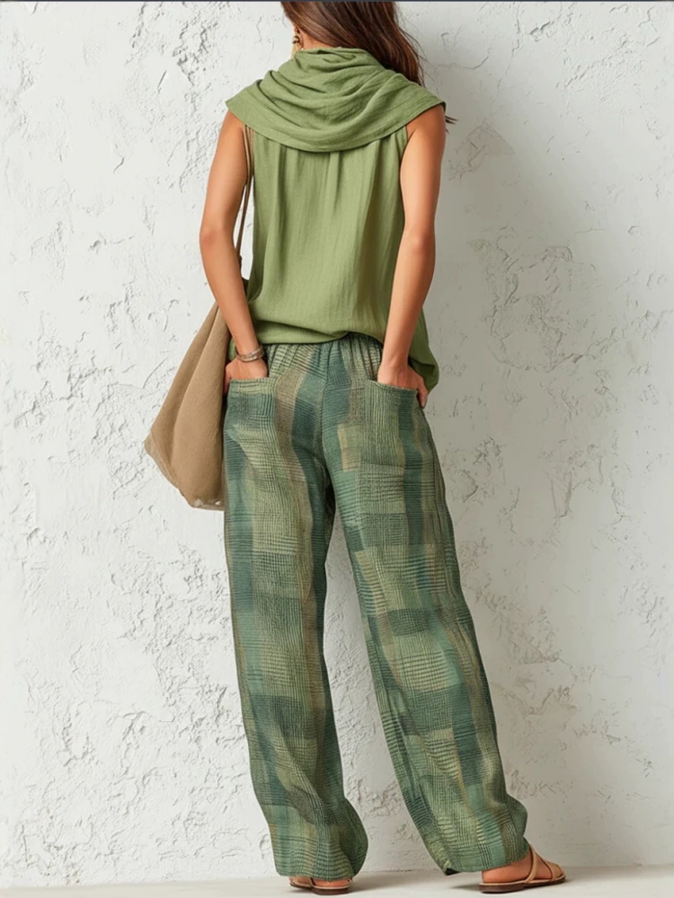 新作夏物レディースパンツ2点セット カジュアルルーズファッシ - Linen Pant Wide のレビューと価格