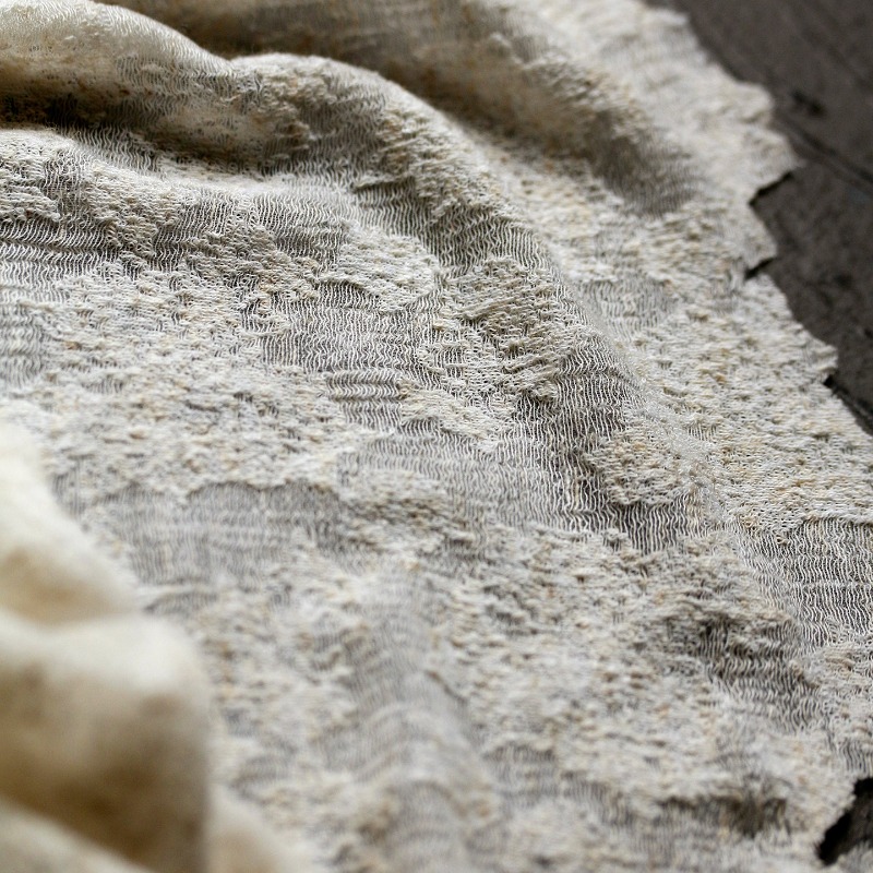アンティーク調の質感のあるコットンリネンニット生地伸縮性のあ - Linen Dress Wrap のレビューと価格