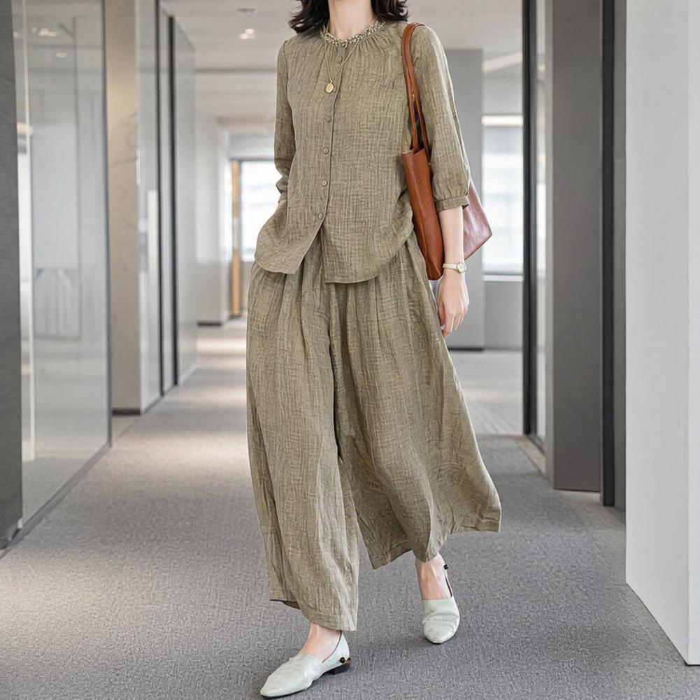 2026年 プラスサイズ カジュアルスーツ レディース 2ピ - Linen Pant Wide のレビューと価格