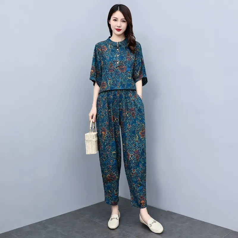 中年女性向けサマースーツ2026新作ファッション若見えハルン - Linen Pant Wide のレビューと価格