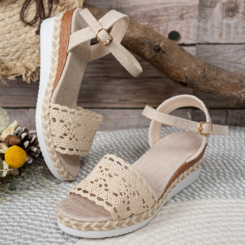 女性用レースウェッジサンダル、エスパドリーユプラットフォーム - Wedge Espadrille Women のレビューと価格
