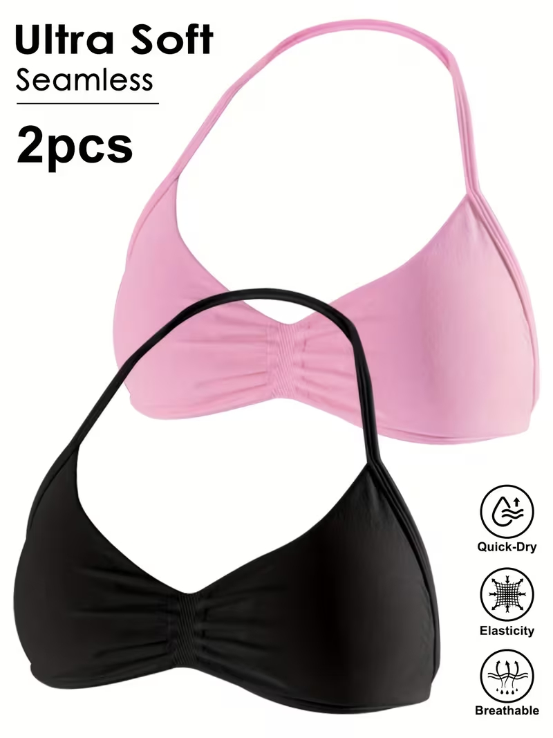 2枚組 シームレス セクシー オープンバック ジム ヨガ ク - Crop Top Crochet のレビューと価格